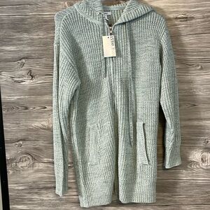 Nine West Light Green Oversized Knit Zip Up Sweater Women's XS